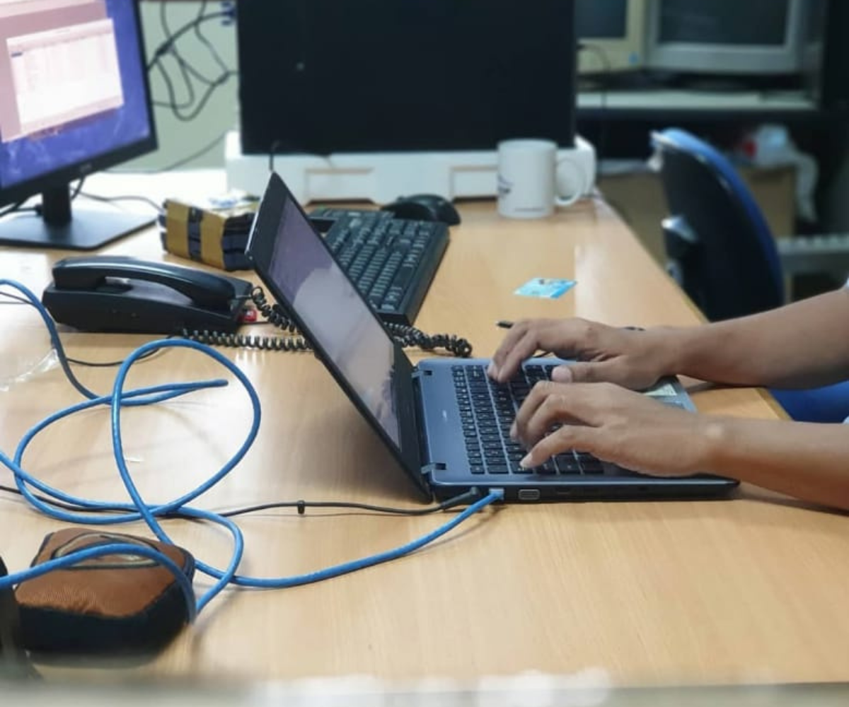Professional workspace setup with modern computer